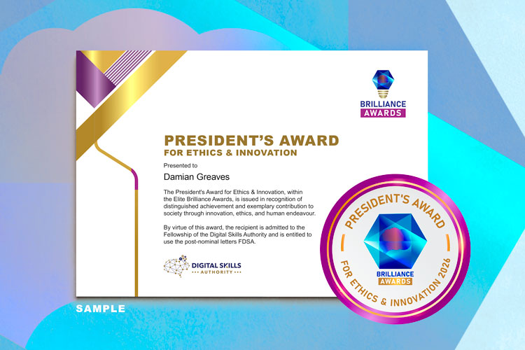 Brilliance Awards Laureates President Awards Certificate
